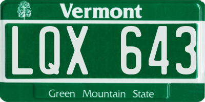 VT license plate LQX643
