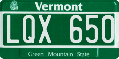 VT license plate LQX650