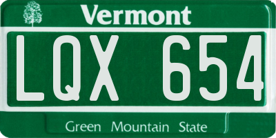 VT license plate LQX654