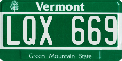 VT license plate LQX669