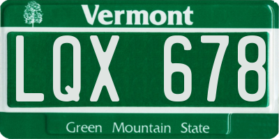 VT license plate LQX678