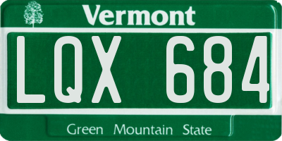 VT license plate LQX684
