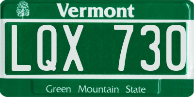 VT license plate LQX730