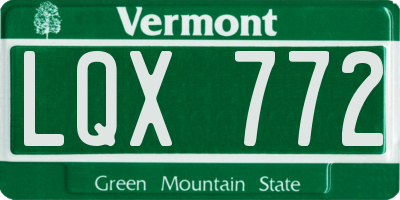 VT license plate LQX772