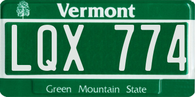 VT license plate LQX774