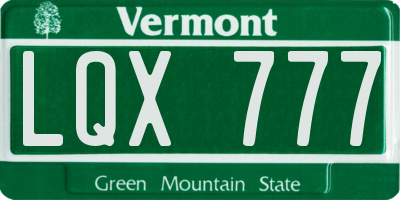 VT license plate LQX777