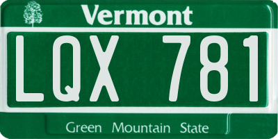 VT license plate LQX781
