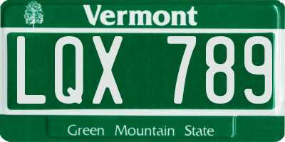 VT license plate LQX789