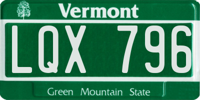 VT license plate LQX796