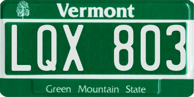 VT license plate LQX803