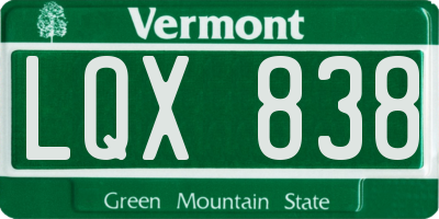 VT license plate LQX838