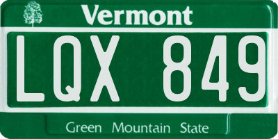 VT license plate LQX849