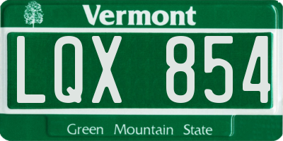 VT license plate LQX854