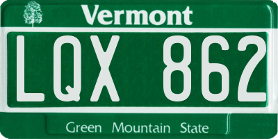 VT license plate LQX862