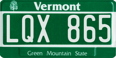 VT license plate LQX865