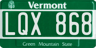 VT license plate LQX868