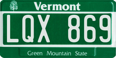 VT license plate LQX869