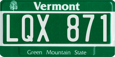 VT license plate LQX871