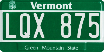 VT license plate LQX875