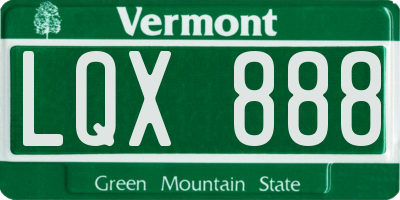VT license plate LQX888