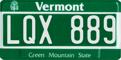VT license plate LQX889