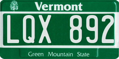 VT license plate LQX892