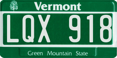 VT license plate LQX918