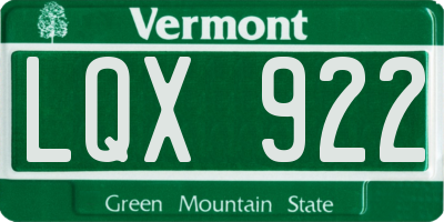 VT license plate LQX922