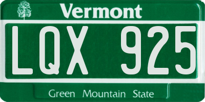 VT license plate LQX925