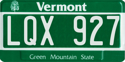 VT license plate LQX927