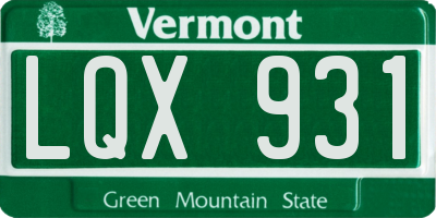 VT license plate LQX931