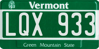 VT license plate LQX933