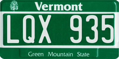 VT license plate LQX935