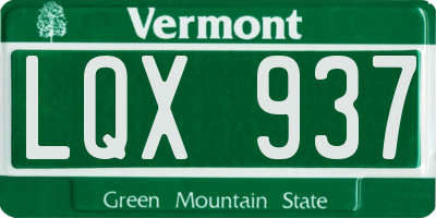 VT license plate LQX937