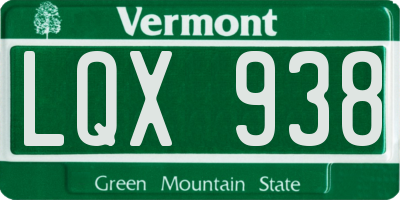 VT license plate LQX938