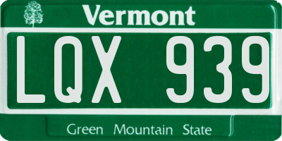 VT license plate LQX939