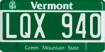 VT license plate LQX940