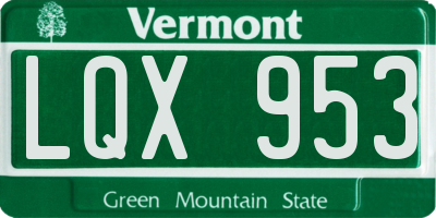 VT license plate LQX953