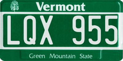 VT license plate LQX955
