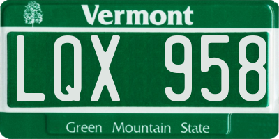 VT license plate LQX958