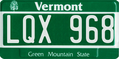 VT license plate LQX968