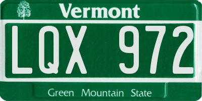 VT license plate LQX972