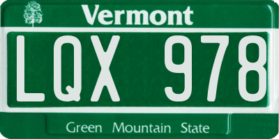 VT license plate LQX978