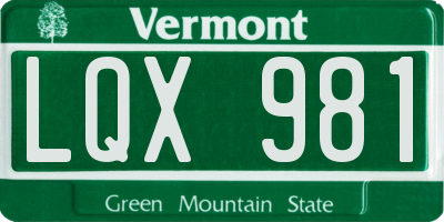 VT license plate LQX981