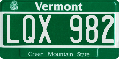 VT license plate LQX982