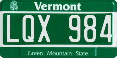 VT license plate LQX984