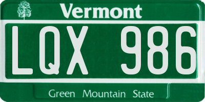 VT license plate LQX986