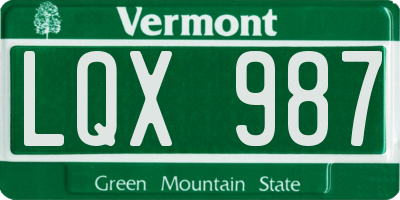 VT license plate LQX987
