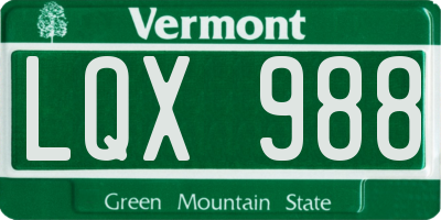 VT license plate LQX988