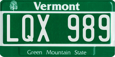 VT license plate LQX989